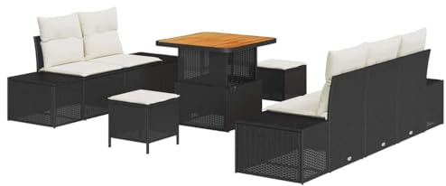 vidaXL Gartensofa-Set 8 STK. Schwarz Poly-Rattan