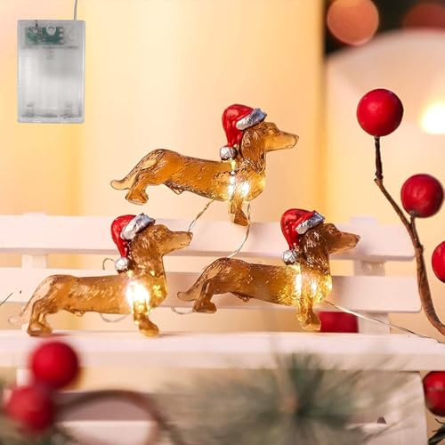 30 Mini Dackel LED Lichter, Dackel Geschenke, Welpe Lichterkette, 3 Meter Kabel, batteriebetrieben, für drinnen und draußen, Hochzeit, Geburtstagsfeier, Weihnachtsdekorationen