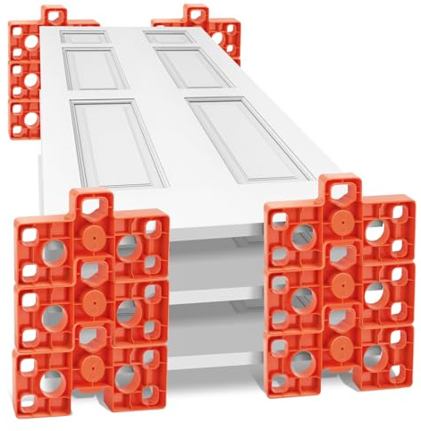 Glosaie Stack Rack Door Painting, Stackable Door Stand, 12 Pcs Orange | Painter's Accessory Tool for Cabinet & Doors, Kitchen Cabinet Paint, Space-Saving, Durable Construction, One-Person Setup