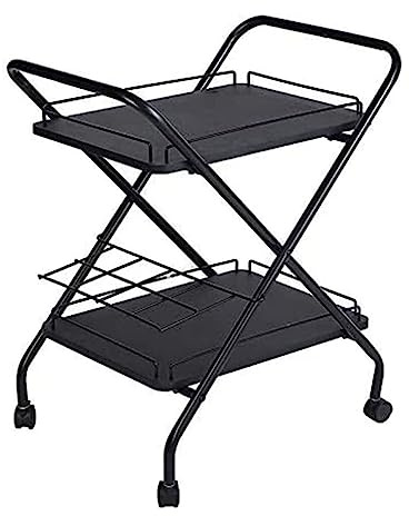 MEVZHH Chariots, Roulement de Chariot de Stockage 2Ux Roulant Chariot Utilitaire Voiture de Service de Bar Métallavec Porte-Vin Roue Verrouillable Chariot Utilitaire de Stockage Multifonctionnel