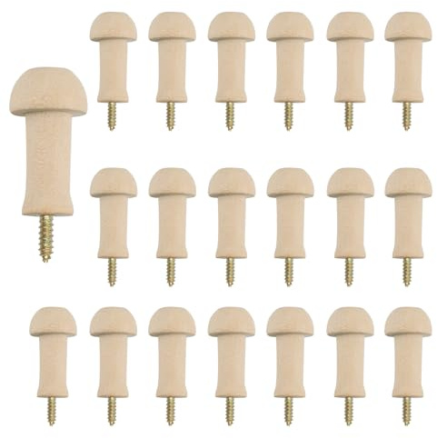 MOROBOR Lot de 20 pinces à linge en bois brut de 3,4 cm avec vis, crochet pour serviette, crochet d'étagère à visser pour chapeaux, supports en bois brut pour suspendre des vêtements, de la peinture