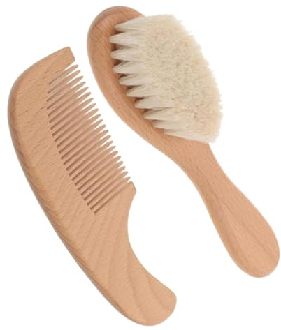 Kids Hair Brush Set Natural Soft Bristles Wood Handle | Kids Grooming Brush with Comb for Detangling Styling Care Home Daily Travel Daycare