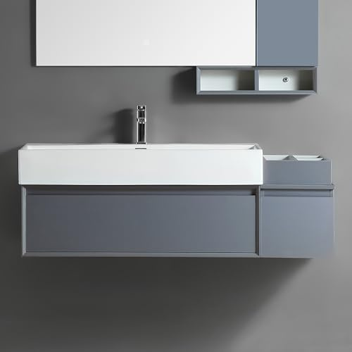 Milano 1010mm Black Wall Hung Waterproof Bathroom Vanity Unit Side Cabinet | Acubase PVC Foam Board Construction. Ceramic Basin. Contemporary Style. Wall Mounted Design. Soft Close Mechanism.