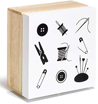 Prym 612587 Sortimentsbox Holz Motiv Nähen, Wood, Multicoloured, Einheitsgröße