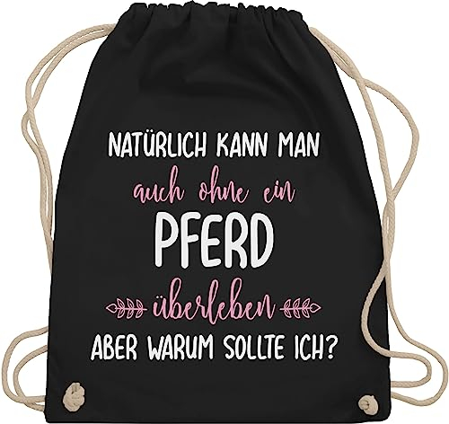Turnbeutel Rucksack - Pferde - Taschen - Ohne Pferd überleben - Unisize - Schwarz - reiterzubehör pferdebeutel pferdeliebhaber reiten beutel pferdezubehör pferderucksäcke pferdespruch reiterin