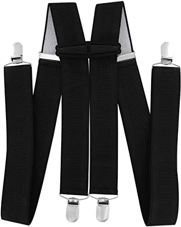 axy Herren Hosenträger 4 Stabile Clips H-Form 3,5cm Breit verstellbar und elastisch Hochwertig HTB35 (Schwarz)