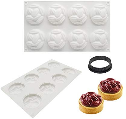 Moule à Gateau en Silicone, moules 3D pour Glace Chocolat Pâtisserie Dessert, Outil croustillant Rond en Plastique, 8 trous Forme de grains de café