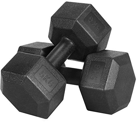 Yaheetech 5kg Dumbbells Pair 2x5kg Portable Dumbbell Set Hand Weights for Men Women Home Weight Lifting Fitness Strength Training Sold in Pair Black