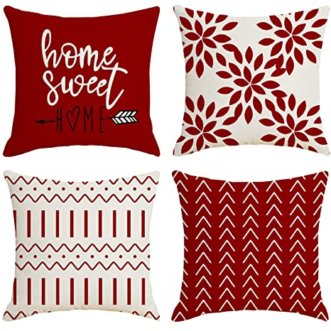 YCOLL Kissenbezüge0, 4er Set Kissenbezüge leinen Kissenbezug Dekokissen Kissenbezüge für Sofa Gartenbett Couch Kissen 50x50cm (4er Set)