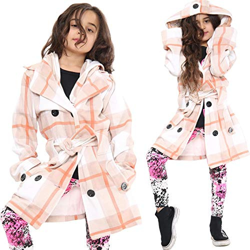 A2Z 4 Kids Girls Parka Trench Coat - Jacket 007 Stone Check 11-12
