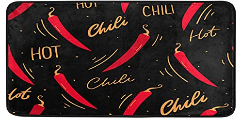 Küchenteppich, Waschküche, Matte, Landhaus-Dekor, Bodenläufer, Teppich, Schlafzimmer, Fußmatte, Hot Chili Peppers, nahtloses Muster, 99,1 x 50,8 cm