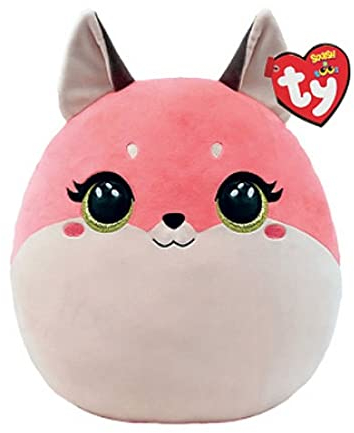 TY - Morbido Peluche Cuscino - Squish a Boos - Volpe - Rosa - Roxie - Con occhioni dorati glitter - Ottima idea regalo per grandi e bambini - Ideale per ogni occasione - 22 cm- 39223