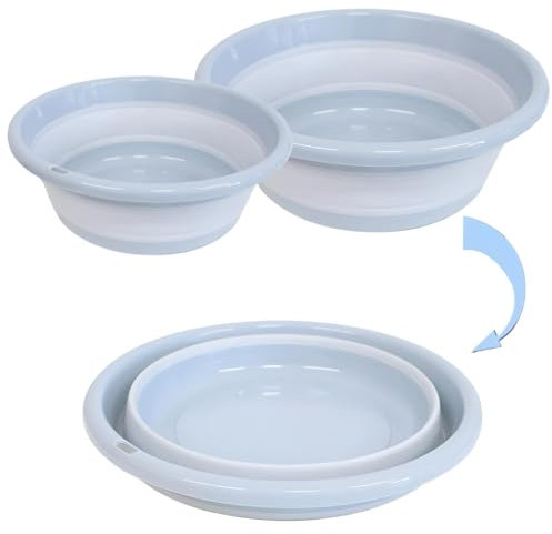 Waschschüssel,wäschewanne,spülschüssel,Camping Schüssel,faltbar, Plastik,Platz sparen, ideal für Badezimmer, Küche, Terrasse, Garten, Thermostat-Gummi（12x31+13.5x37） cm, Grün