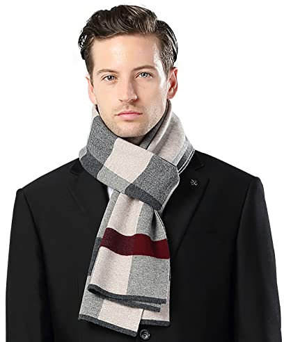 TRABIG Winterschal Weiches Warmes Kaschmir, Winter Schal Herren Langer Herrenschal Karierter, Strick Männerschal Classic und Elegant Plaid Männer