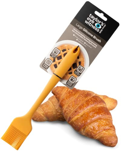 Taylors Eye Witness Yellow Silicone Large Basting, Coating & Greasing Brush - Glazing & Sealing Pastry. Non-Stick Bristles, Even Liquid Spread. Odour, Heat, Oil & Stain Resistant. 5 Yr Guarantee