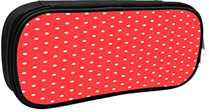IUBBKI Federmäppchen Federmäppchen Rot und Weiß Polka Dots Große Kapazität Federmäppchen Stifte Organizer Federmäppchen College School Für Jungen Mädchen