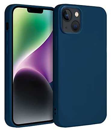 ICOVERI Custodia in silicone compatibile iPhone 14 colore blu. Cover iPhone antiurto Antiscivolo Microfibra interna. Morbido al tatto.