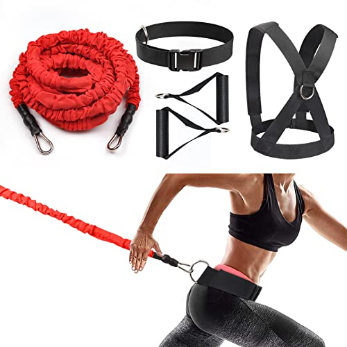 Sunsign Widerstands-Lauf-Trainings-Bungee-Band, Bungee-Widerstandsband, langes Widerstandsband, seitliche Bewegung, Sprint, Overspeed-Training, Fitness für schnelle, 5 m - Rot