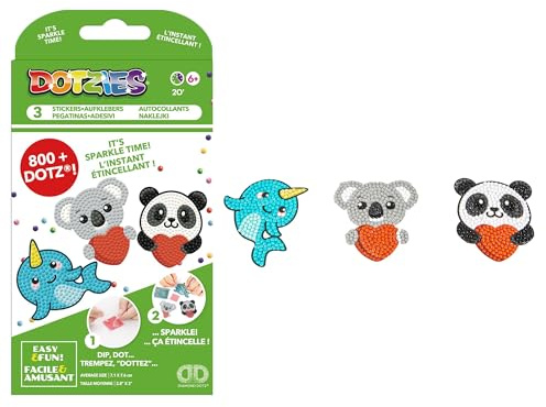 DIAMOND DOTZ DOTZIES 2592755 Original 5D Diamond Painting Sticker Set, Lieblingstiere, DIY Kreativ-Kit für Diamant-Sticker, Diamanten-Bastelset für Kinder ab 6 Jahren