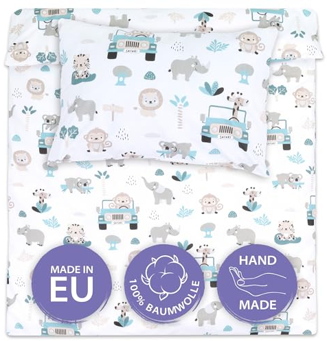 Kinderbettwäsche Baby Bettwäsche 100x135 cm aus Baumwolle - Kinder Set von Duvet Cover 100 x 135 und Kissenbezug 40x60 cm Junge und mädchen babybettwäsche bettbezug für Kleinkind Oeko-Tex