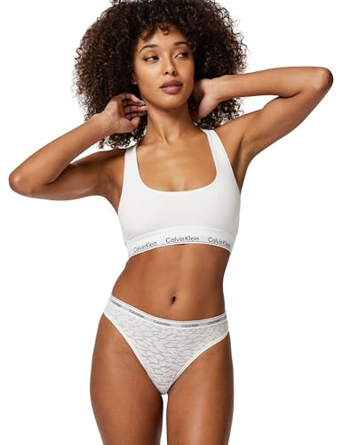 Calvin Klein Women’s High Leg Lace Thong, White (White), S