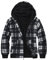 geeksport Fleecejacke Herren Sweatjacke Männer mit Kapuze Warme Kapuzenjacke Gefüttert Winterjacke Kariertes Hoodie mit ReißVerschluss, 0569-Schwarz L