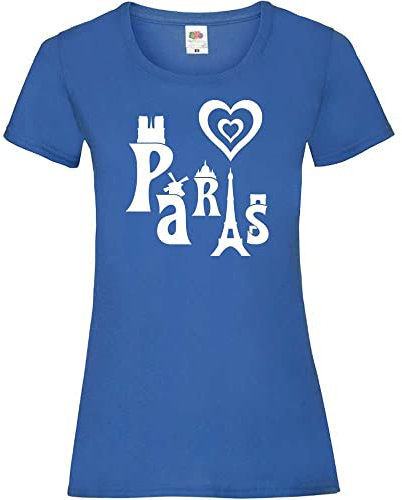 I Love Paris Frauen Lady-Fit T-Shirt Royal M