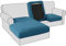 Sofa Sitzkissenbezug, Samt Stretch Bezug für Sofa Sitzkissen, Elastische Couchüberzüge, Sofasitzbezug Schonbezug Ersatz für einzelne Kissen (Großer 4-Sitzer,Pfauenblau)