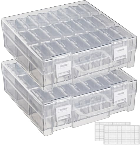 JIZIYRUO 24 Grids Bead Storage Organizer Boxes, Diamond Art Storage Boxes, Small Craft Storage Containers with Hinged Lid for Beads Seeds Rhinestones Crafts and Small Items (2 Pack)
