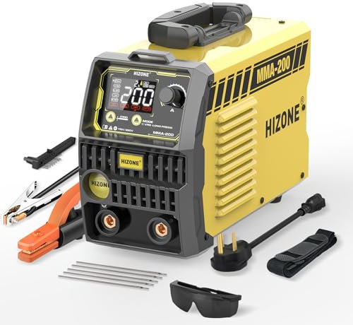 HIZONE Stick Welder, [LCD Timekeeping Display] 200A ARC/Lift TIG Welding Machine with Synergic Control, IGBT Inverter 110V/220V Portable MMA Welder Machine with Hot Start, Arc force and Anti-Stick