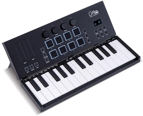 Folding MIDI Controller 25 - MIDI Over Bluetooth &USB Ultra-Portable Keyboard Controller - Built-In Battery for Professional Music Production - Compatible with Mac, PC, iOS