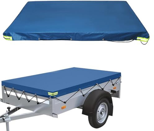 GDWD Lona plana para remolque, 207 x 114 x 10 cm, con cuerda, Oxford 420D + PVC, resistente al agua, resistente al viento y al desgarro, para muchos colgantes (azul)