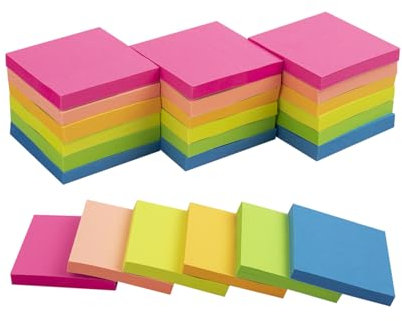 Wowivy (24 Pack) Sticky Notes 2x2 in (50X50mm), 8 Bright Colors Sticky Pads, Recyclable, Self-Stick Pads, Easy to Post for Home, Office, Notebook, Strong Adhesive, 64 Sheets/pad, 1536 Sheets