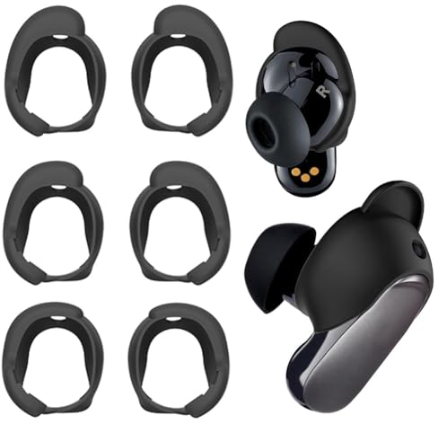 BLOOOK Ohrpolster Kompatibel für Bose QuietComfort Earbuds II & Bose QuietComfort Ultra Earbuds Ohrstöpsel,Ohrhörer Zubehör Kompatibel für Bose QC Earbuds 2 II Abdeckungen Aufsätze (Schwarz)