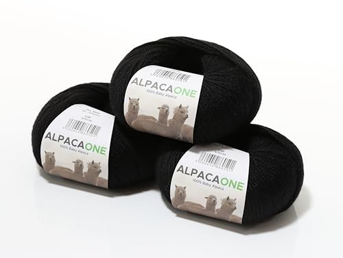 150 Gramm 100% Baby Alpaka Wolle 112m 4-4,5 Nadelstärke Nm 4/9 Strick-Häkel Garn Strickwolle, Farbe: Schwarz, Größe: 150 Gramm