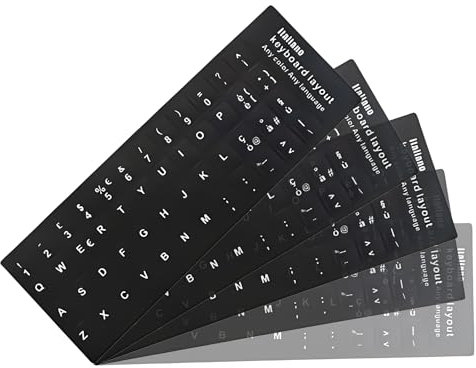 Kit Adesivi Tastiera,Adesivi Tastiera Italiana,Adesivo per Tastiera Portatile,Adesivi per Tastiera Autoadesivi,Adesivi per Tastiera Sostitutivi,Adesivi per Tastiera del Computer 6 Pezzi Nero