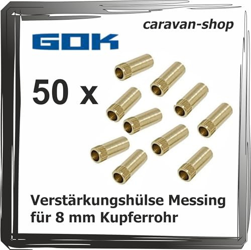 50 x Verstärkungshülse Messing für Gas Kupferrohr 8 mm Boot Marine Stützhülse