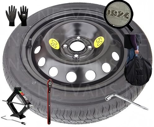 Kit Roue de Secours 16 Compatible avec Renault Clio 5 avec Cric, Clé, Gants et Sac 125/70R16
