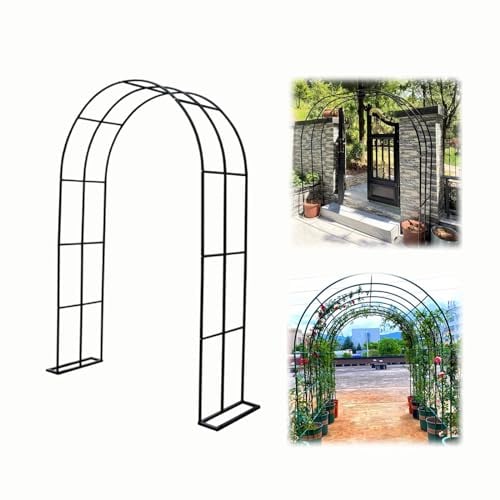 Gartenbogen Hochzeitsbogen Breite 80-350cm Rosenbogen Metall für Rosen & Kletterpflanzen Torbogen Pergola Rankhilfe Rankgitter Einfache Installation (Color : Black, Size : 80x200cm/2.6x6.6ft)