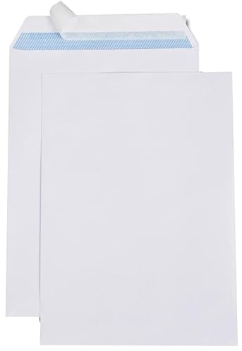 100x Briefumschläge C5 weiß, 229x162 mm, 80g/m2, für DIN A5 Dokumente, Versandtaschen ohne Fenster