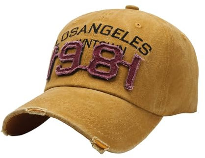 Caxndycing Cap Herren Einstellbar Baseball Cap Reine Nicht Leicht zu Verformen Kappe Los Angeles Washed Trucker Cap Vintage im Washed Used Look