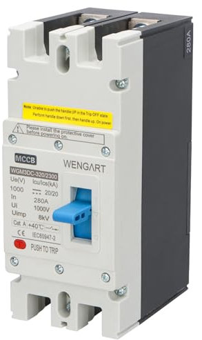 Wengart MCCB Disjoncteur CC WGM3DC-320 Disjoncteur PV DC1000V 2P 280A, offre une protection fiable pour les systèmes photovoltaïques solaires