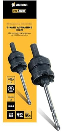 Pro Aufnahme Ø11mm 6kant für Lochsägen Ø32-305mm Amboss Werkzeuge