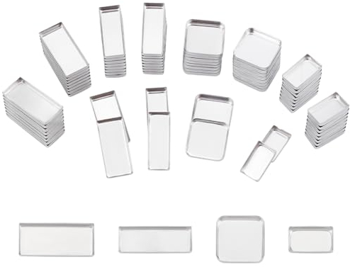 PH PandaHall 80pcs leere Metall Pfannen 4 Größe leere Lidschatten Pfännchen Rechteckige Palette Pfannen DIY Lidschatten Puder erröten Lippenstift Palette 2~2.7x1~2cm