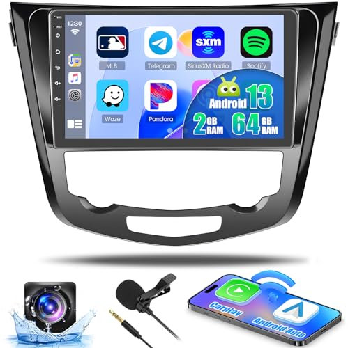 für Nissan Rogue X-Trail Qashqai 2014-2018, 2+64G Hikity Autoradio Android mit Wireless Carplay Android Auto Mirror Link, 9 Zoll Touch Display Radio mit Bildschirm Navi BT Rückfahrkamera