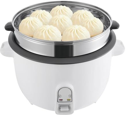 Arrocera de acero inoxidable de 13 L, funcionamiento con un botón, olla antiadherente con función de mantenimiento del calor y vapor para 15-20 personas para cocinar arroz, guisar, sopa, postres,