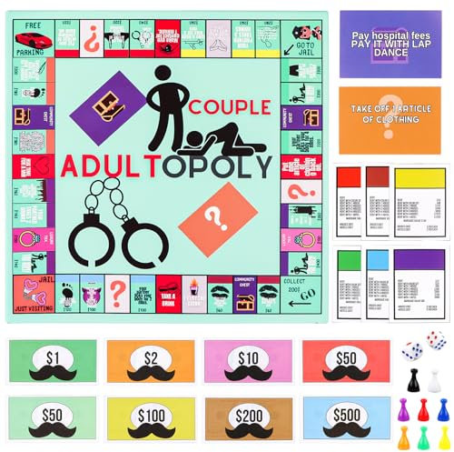Paarspiele für Erwachsene,Adultopoly Board Game Brettspiele für Paare,Adultopoly-Brettspielabend Für Paare Couple Board Game, Brettspiel-Requisiten zum Aufheizen der Gefühle