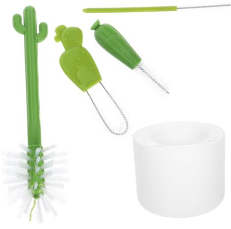 BEBEMOKO Multi-Function Baby Bottle Cleaning Brush Set with Straw Brush White Lid Cleaner for Household Grooves Portable