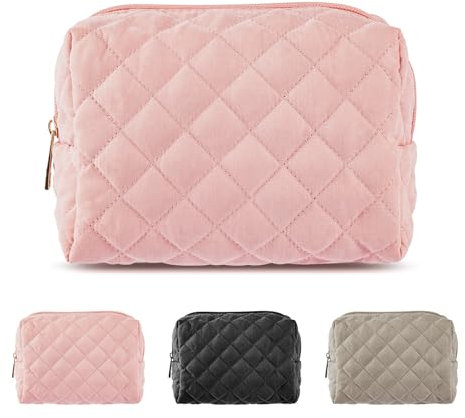 MAGEFY Kosmetiktasche Kleine Make up Tasche Cord Schminktasche mit Fächern Reise Reise Make up Tasche für Frauen, Rosa