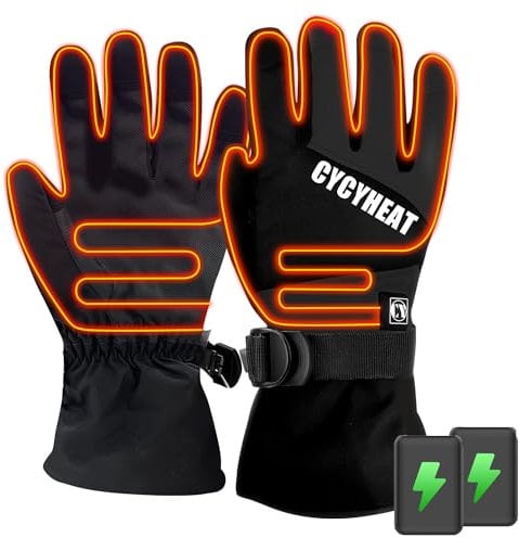 CYCYHEAT Kids Heated Gloves - Boys Waterproof Ski Heating Gloves With 2pcs DC 2700mAh Battery, 3 Heating Levels,Motorcycle Cycling